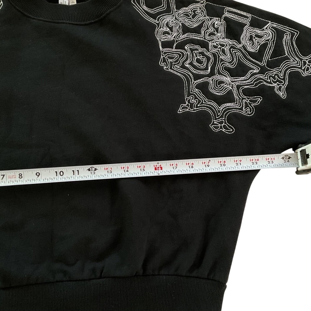 Anthropologie & Other Stories Black Embroidered Sweatshirt Pullover Top US 4 - Picture 7 of 9